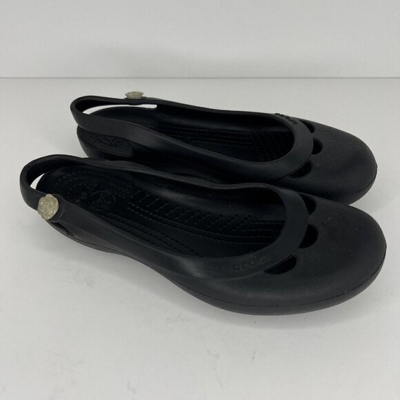 Crocs Kadee Ballet Flats Women's Size 7 Black Shoes Slip On Comfort Sandals - Picture 2 of 9